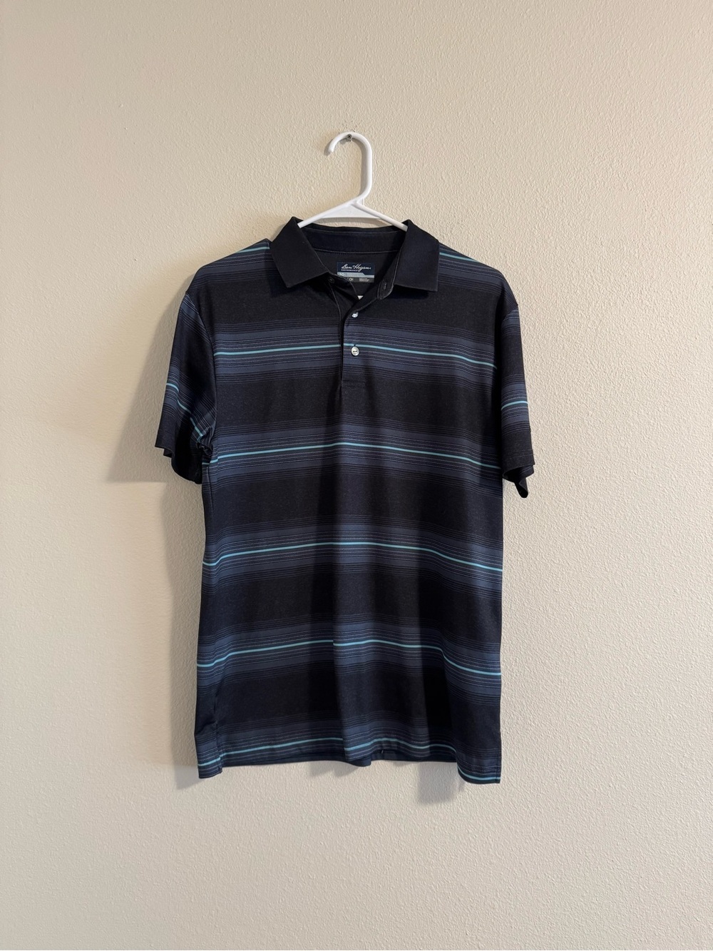 Ben Hogan Black Polo with Blue Stripe Accents